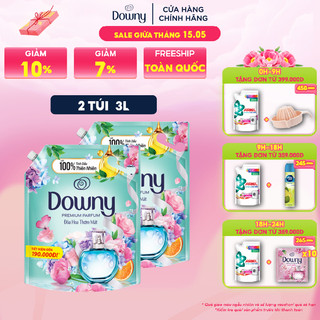 Combo 2 Túi Nước Xả Vải Downy Tinh Dầu Nước Hoa Cao Cấp Hương Đóa Hoa Thơm Mát 3L/túi
