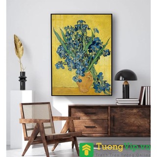 Tranh Laminate Tráng Gương - Tranh Trang Trí Nghệ Thuật Vincent Van Gogh - Tĩnh Vật Vase with Irises (Tháng 5, 1890)