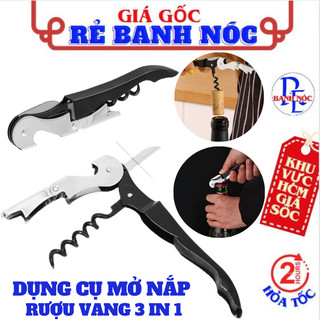 Dụng Cụ Khui Rươu Vang, Khui Nắp Chai Bia 3in1 Đa Năng Thép Không Gỉ - Đồ Mở Nắp Chai Siêu Nhanh