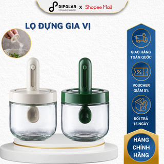 Lọ Đựng Gia Vị Thủy Tinh Thông Minh DIPOLAR Chống Ẩm, Có Nắp Tích Hợp Thìa Điểu Chỉnh Độ Dài Dung Tích 300ml - DLD02