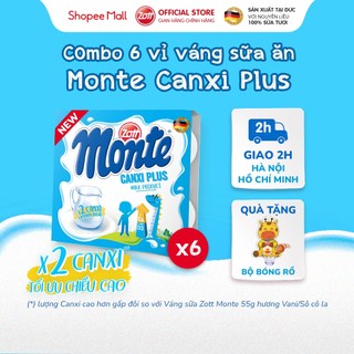  COMBO 6 vỉ Váng sữa Zott Monte Canxi Plus nhập Đức (vỉ - 55g x 4 hũ)