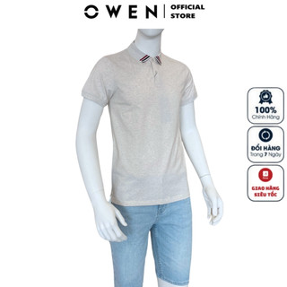 Áo thun polo nam ngắn tay cổ bẻ OWEN APV231319 phông màu trắng viền xanh đỏ vải cotton mềm mại cao cấp form body fit