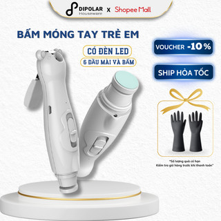 Bấm Móng Tay Trẻ Sơ Sinh Có Đèn Led DIPOLAR Bộ Cắt Móng Tay Dùng Cho Cả Gia Đình Tích Hợp 6 Đầu Mài - DBMT01