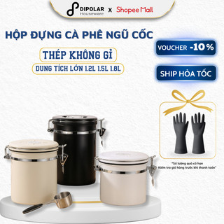 Hộp Đựng Cà Phê Trà Ngũ Cốc Chuyên Dụng DIPOLAR Kín Khí Dung Tích Lớn 1.2L / 1.5L / 1.8L Bằng Thép Không Gỉ - DHD02