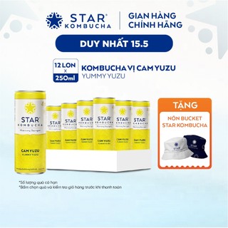 Thùng 12 lon Star Kombucha vị Cam Yuzu/Yummy Yuzu (250ml/lon) - Trà lên men vi sinh bảo vệ sức khoẻ