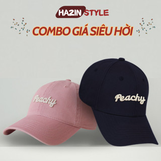  Combo 2 mũ lưỡi trai thêu chữ Peachy nón lưỡi trai HAZIN vải KAKI dày dặn form cứng phối đồ đi học đi chơi siêu xinh 