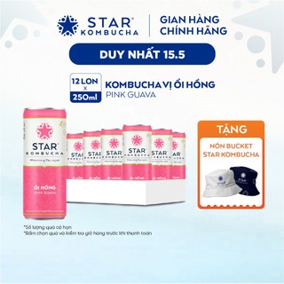 Thùng 12 lon trà STAR KOMBUCHA Ổi Hồng / Pink Guava (250ml/lon)