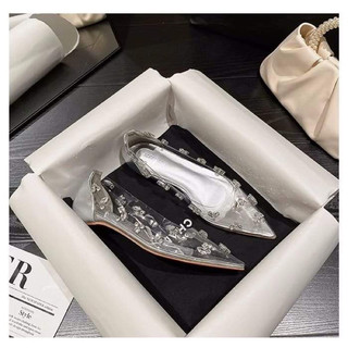 Có sẵn Hàng loại 1 lùi 1 size Giày búp bê đính đá bling bling phong cách Nertro trẻ trung xinh xắn