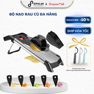 Bộ Nạo Rau Củ Quả Đa Năng 5 Lưỡi Dao DIPOLAR Dụng Cụ Bào Sợi Thái Lát 5 In 1 Hình Chữ V Bằng Thép Không Gỉ 304 - DNRC02
