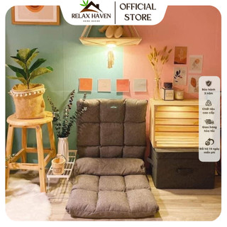 Ghế lười tatami thư giãn cao cấp relax haven, ghế bệt tựa lưng đa năng bọc nhung mềm mại, gọn gàng