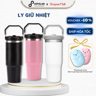 Ly Giữ Nhiệt DIPOLAR Inox 304 Cao Cấp Không Gỉ Có Tay Cầm Tặng Kèm Ổng Hút Tiện Lợi Dung Tích 900ml - DLGN01