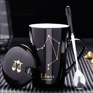 Ly cốc sứ có nắp in hình 12 cung hoàng đạo cực đẹp