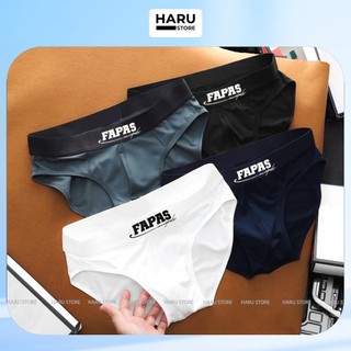 Quần sì tam giác thun lạnh logo thời thượng sịp nam siêu mềm mịn sịp tam giác màu trắng, đen, xám, xanh than