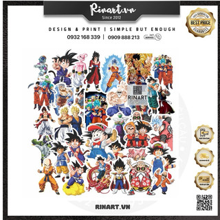 Bộ 100 sticker SONGOKU - DRAGON BALL dùng để trang trí điện thoại di động / ván trượt / vali / mũ bảo hiểm - Rinart.vn