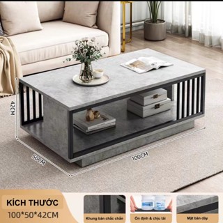 Bàn Trà Sofa Phòng Khách, Bàn Gỗ Họa Tiết Vân Mây Cẩm Thạch Sang Trọng Decor Phòng Khách 100x50cm