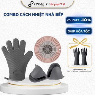 Combo Gang Tay Nhấc Nồi Silicon Lót DIPOLAR Chịu Nhiệt Tiện Lợi - COMBO01
