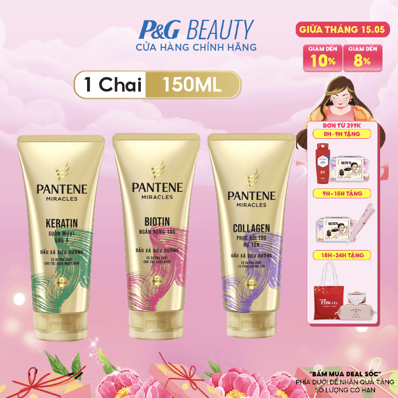 Dầu Xả PANTENE 3 Phút Diệu Kì Tuýp Chăm Sóc Hư Tổn Chai 150ml