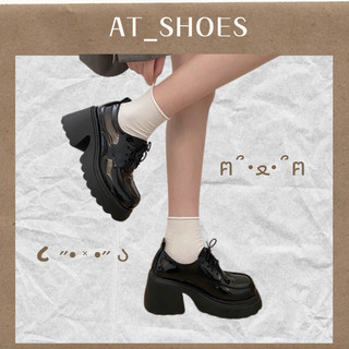 |sẵn + ship hoả tốc| giày oxford nữ cột dây đế trụ lượn sóng đế cao 7cm phong cách anh quốc - at shoes