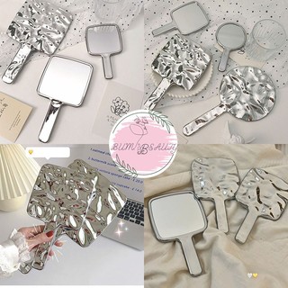  Gương cầm tay trang điểm mạ điện hình vuông tròn thời trang Gương trang điểm cầm tay makeup cá nhân 