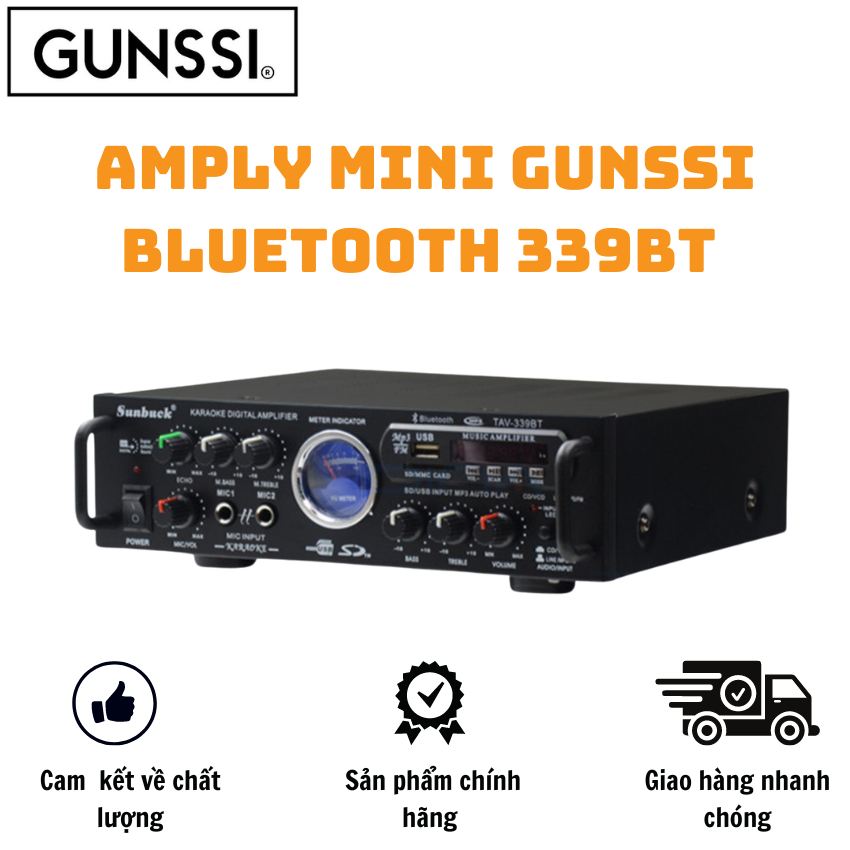 Amply mini bluetooth Gunssi 339BT 220V/12V,amply karaoke dành cho gia đình cho oto và có công suất khủng