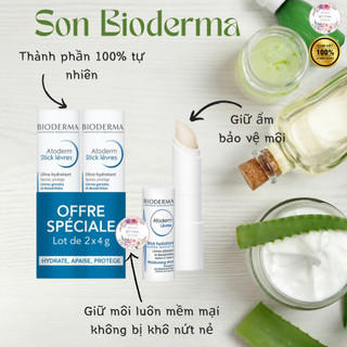 Son dưỡng môi Bioderma Atoderm Lèvres 4g Pháp, không màu, dưỡng ẩm môi khô