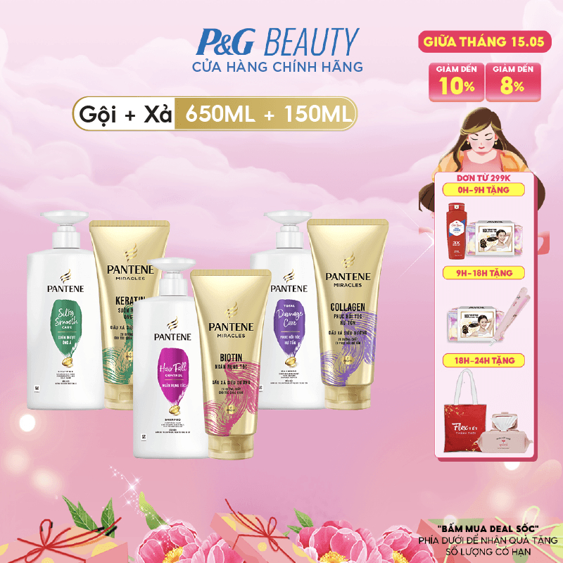 Bộ Dầu gội Pantene 650ML & Kem xả 3 phút diệu kỳ 150ML