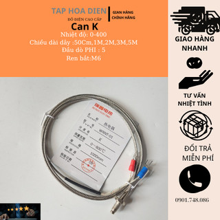 Cảm biến nhiệt độ, đầu đò nhiệt, can nhiệt k ren m6,dây can nhiệt k đầu ngắn ren 6 dải nhiệt độ 0-800°c