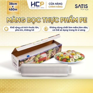 Hộp Màng Bọc Thực Phẩm PE SATIS 38cm x 450m Không Chứa Chất Phụ Gia Gây Hại Sức Khỏe Dùng Được Cho Lò Vi Sóng