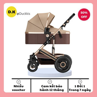Xe đẩy nôi em bé, trẻ sơ sinh 2 chiều 3 tư thế có giảm xóc nôi tháo rời bánh xe cao su