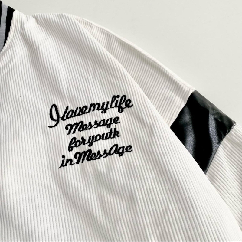 Áo khoác varsity bóng chày thêu chữ Evl