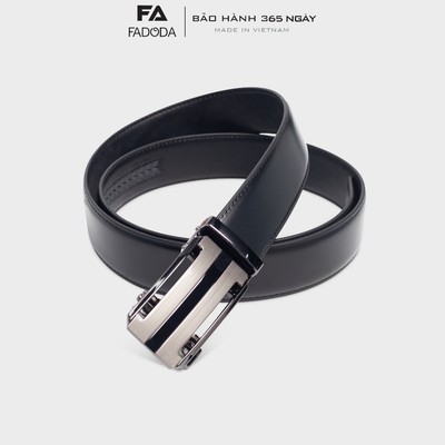 Thắt lưng nam da bò thật Fadoda FMT12 mặt đen phối bạc