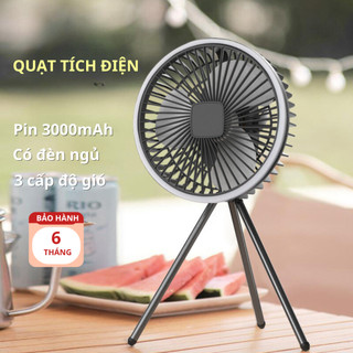 Quạt tích điện để bàn mini, quạt văn phòng sạc pin không dây cầm tay có đèn 3 chế độ gió đa năng treo tường Panoramic
