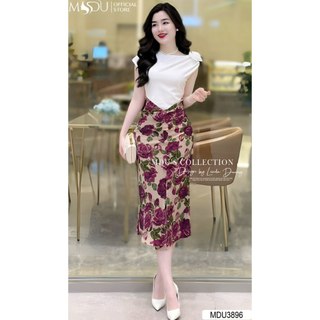  MDU3896 Váy thiết kế thanh lịch chất liệu lụa Mango cao cấp, hàng 2 lớp chất mát mịn, sang chảnh