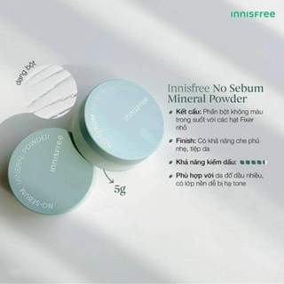 Phấn phủ bột Innisfree No Sebum 5g giúp kiềm dầu