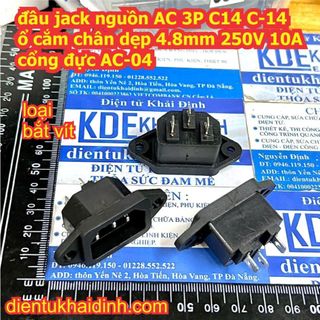 5 cái đầu jack nguồn AC 3P C14 C-14 ổ cắm chân dẹp 4.8mm 250V 10A cổng đực AC-04 bắt vít AC-05 khoét lỗ kde3298