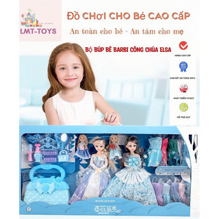 Đồ Chơi Hộp 4 Búp Bê Barbi Công Chúa Elsa, Nhiều Váy Và Trang Điểm Cực Xinh, Hộp Siêu To An Toàn Cho Bé Gái