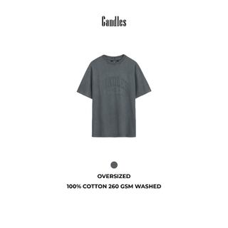 Áo phông nam nữ oversize CANDLES TITLE T-SHIRT WASHED hình in nứt vintage chất liệu cotton 260gsm chính hãng