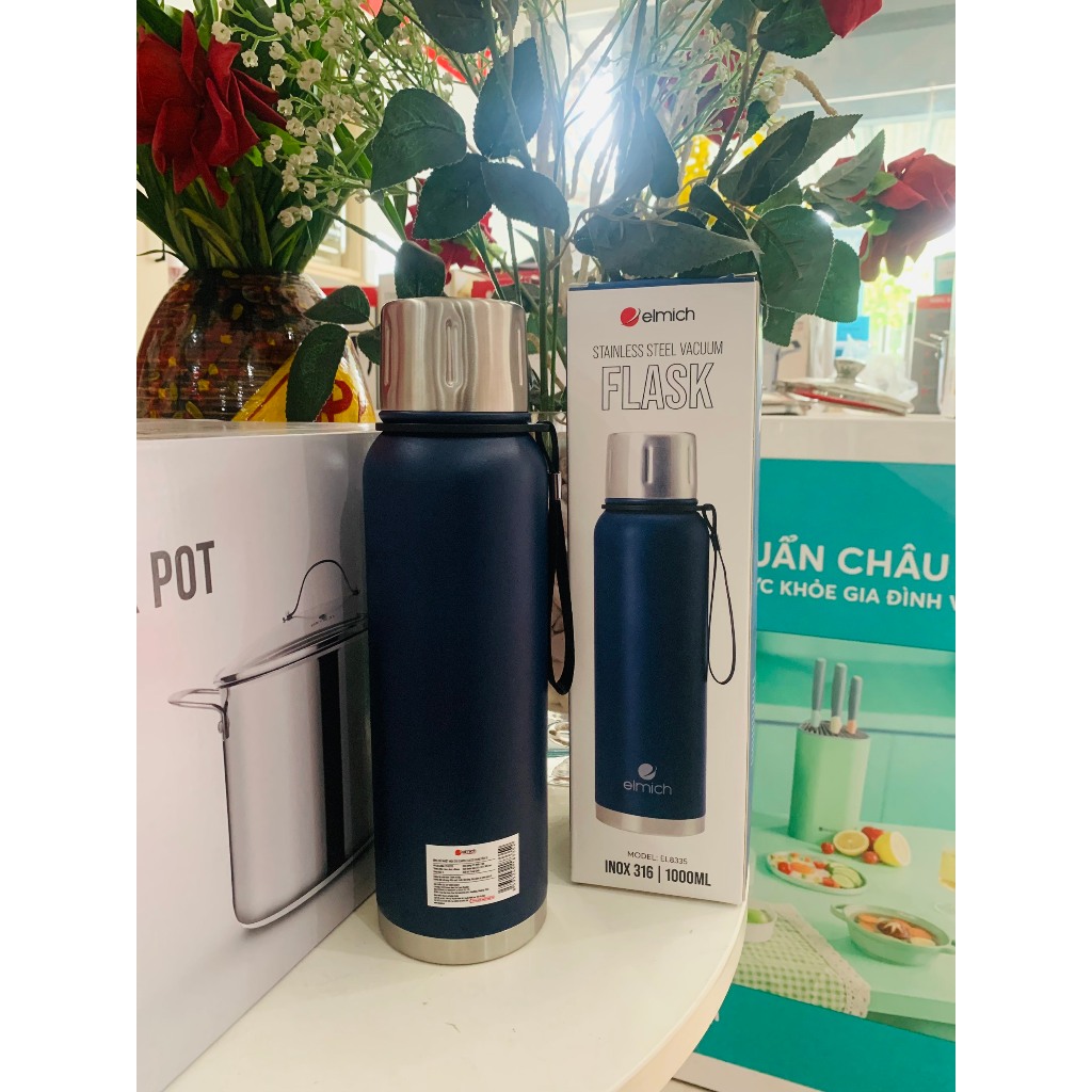 Bình giữ nhiệt inox 316 Elmich EL8335 dung tích 1 lít, mẫu mới 2024