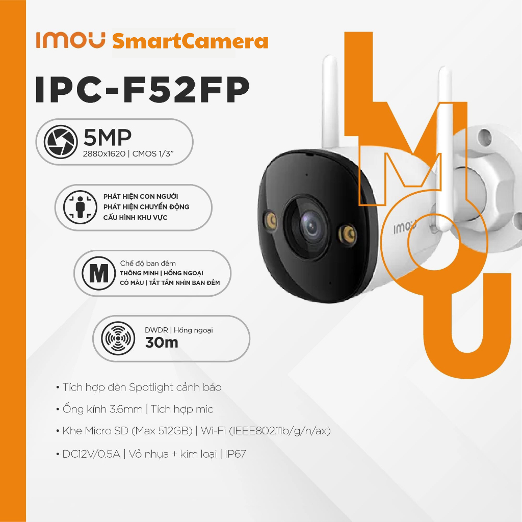 Camera IMOU Wifi Ngoài Trời F22FP//F42FP/F32FP/F52FP - 2MP/3MP/5MP, Có Màu Ban Đêm, BH 2 Năm