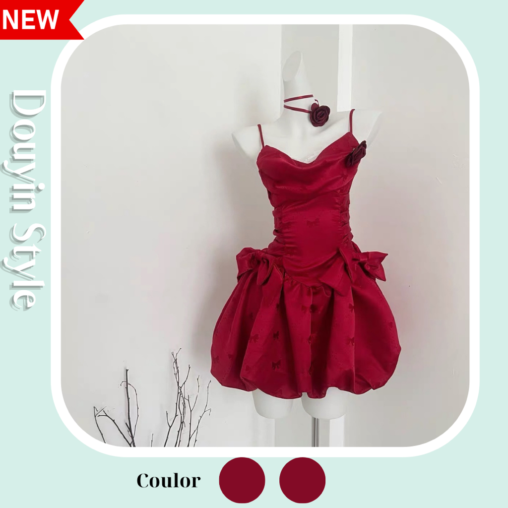 Đầm Babydoll , Váy Dáng Bí Ngắn Phong Cách Tiểu Thư Ngọt Ngào Douyin Style