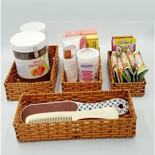 Khay Chữ Nhật Đựng Dụng Cụ Spa Đựng Bàn Chải Khách Sạn Đa Công Dụng, Khay Nhựa Mây Đan Chịu Nước