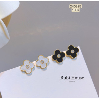 Bông tai cỏ 4 lá đính cừ size 1.8cm