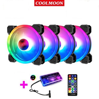 Combo quạt tản nhiệt, fan led rgb coolmoon v1 - hub - remote coolmoon