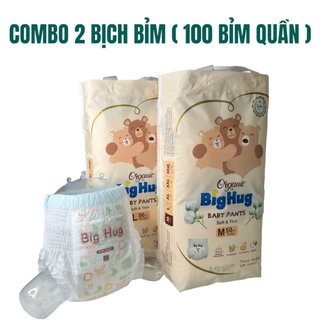 Tã quần, bỉm quần bighug 100 chiếc size 100m 100l 100xl 100xxl 100xxxl bỉm dáng ôm, thấm hút tốt