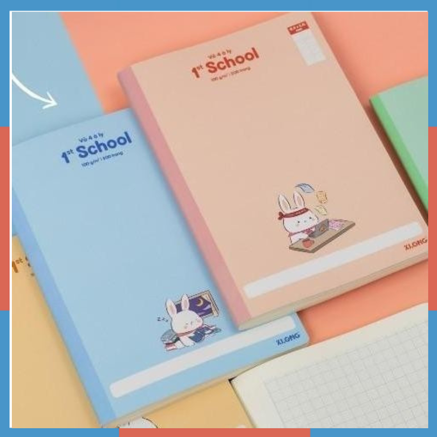 Vở kẻ ô ly A4  120, 200 trang 4 ô ly may dán gáy 100gsm giấy chống lóa,vở luyện chữ MS 063,064