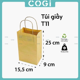 Túi giấy kraft có quai nhiều size dùng 1 lần bảo vệ môi trường COGI - 01 cái