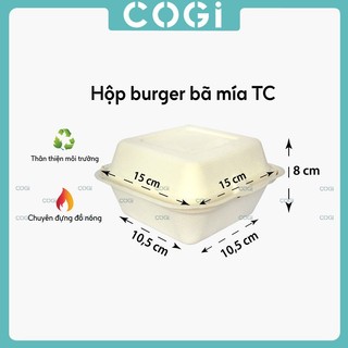 50 cái hộp bã mía vuông đựng bánh cake/ hamburger các loại dùng 1 lần COGI