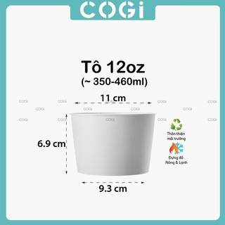 50 tô giấy 12oz hộp giấy ~ 350ml dùng 1 lần COGI đựng tàu hũ, súp, kem, chè