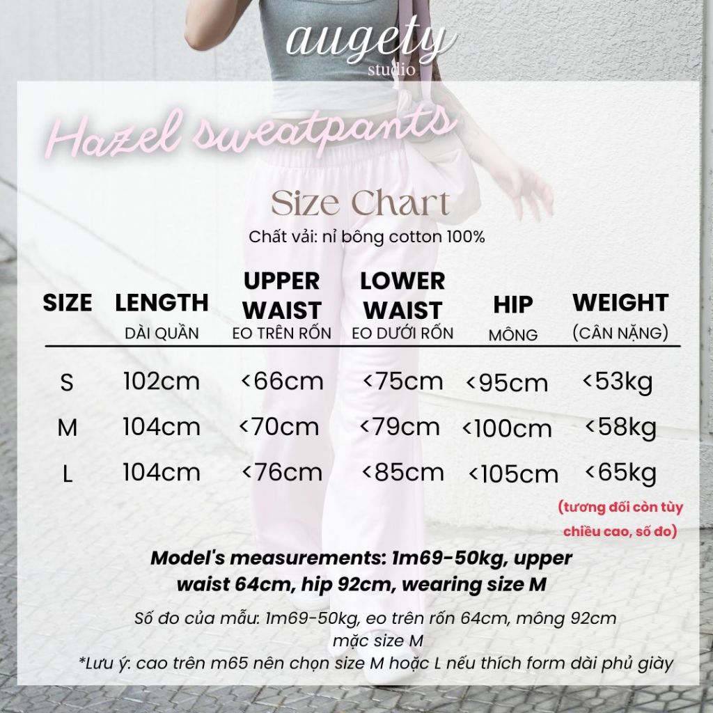Quần Dài Nỉ Ống Loe Form Rộng Cạp Trễ Augety Studio, HAZEL Sweatpants | BigBuy360 - bigbuy360.vn