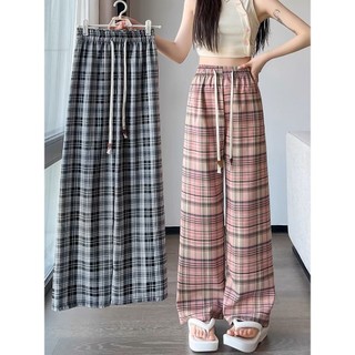 Quần Ống Rộng Nữ  Kẻ Sọc Hồng APT Unisex Quần Ống Suông Dáng Cạp Chun Lưng Cao Mùa Hè Phong Cách Retro kẻ sọc 2024